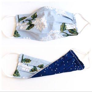 3/$30! Reversible Blue Floral/Navy Dot Face Mask